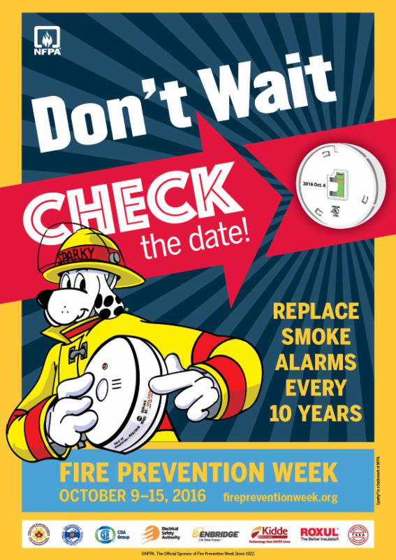 cvifd's tweet photo. #CVIFD and @NFPA remind you: βDonβt Wait Check the Date! Replace Smoke Alarms Every 10 Years.β #FirePreventionWeek2016 https://t.co/Rh9DUX4gql