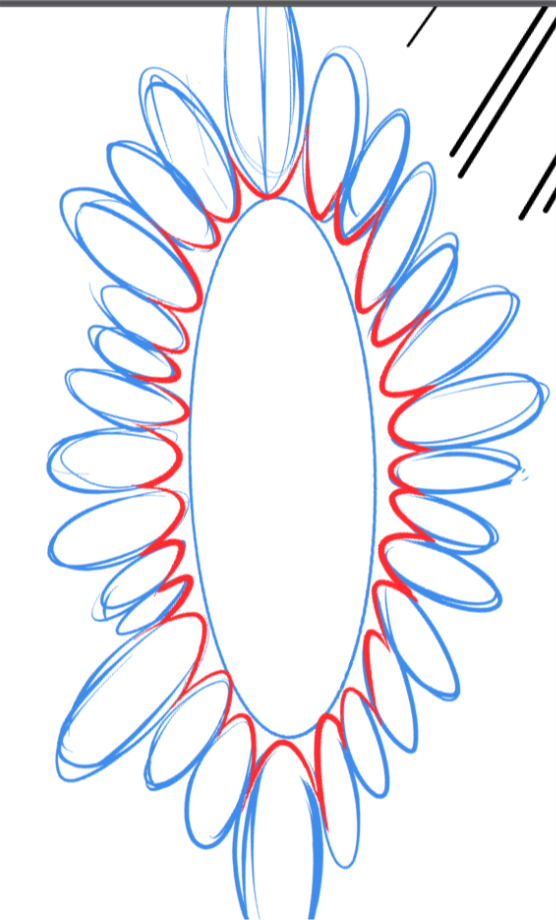 トゲトゲの吹き出しの書き方がよくわからなかったので、こうやって、こうやって、こうやって、こう描きました。 