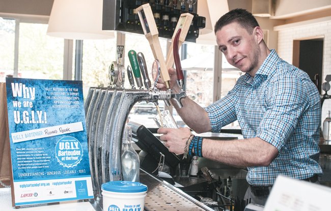 AdelaideHerald's tweet photo. Time to get UGLY for the @LeukaemiaAus https://t.co/Er9M02cHRk #UGLYbartender #tshirts #SApubs #raiseawareness https://t.co/wU6YvAsVBB