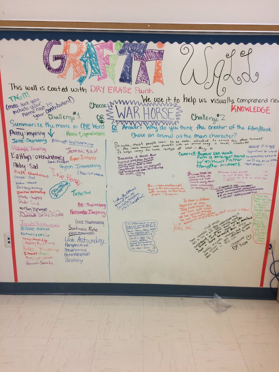 themrshoffman's tweet photo. Ss thinking deeply about the movie #WarHorse. Why use an animal for a main character in a war story? #EdChatME @AOS94ME https://t.co/v8WAyQOrZT