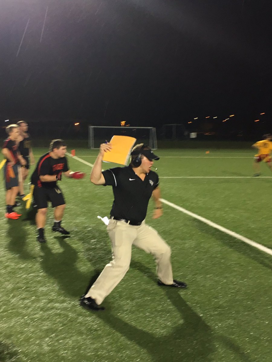 IMSports's tweet photo. "Coaches" getting fired up during frat night at flag football https://t.co/TZ8yf1z4Ru
