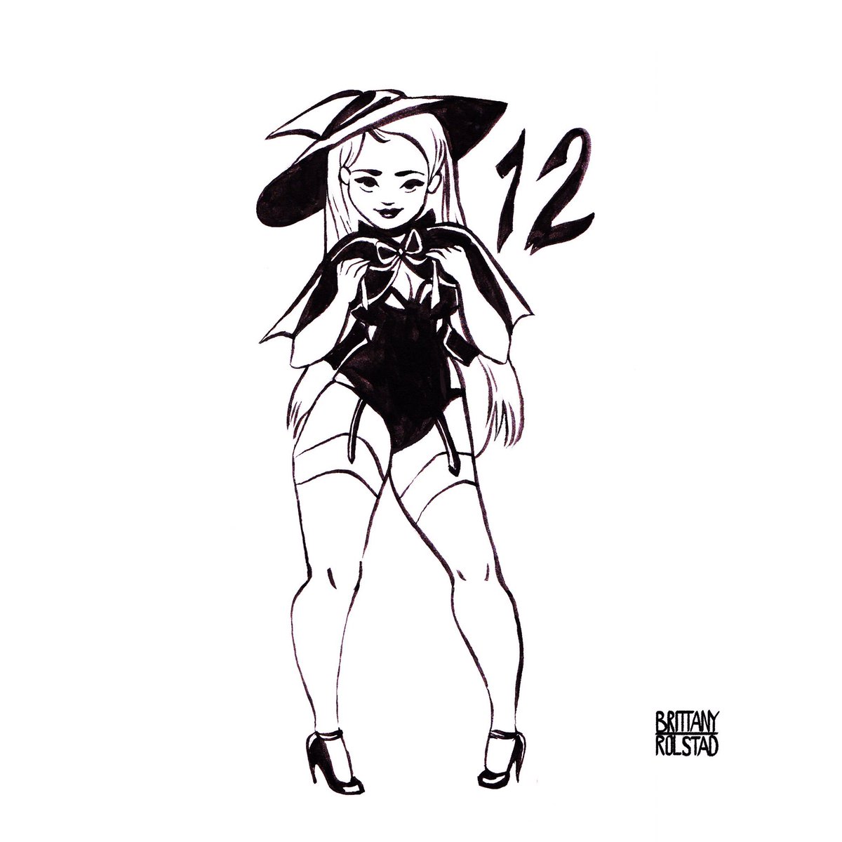 Brittanyjin's tweet photo. #day12 #witch #inktober2016 #art #inktober #batcape #pinup https://t.co/iVRvDJQpKc