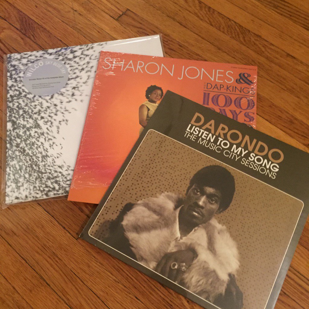 JohnDeWorken's tweet photo. New Albums!  Thank you @CynthiaWongster JD, Buck, and Sonny for the new awesome albums!  #wilco #Darondo #SJones https://t.co/5y47l04EKo