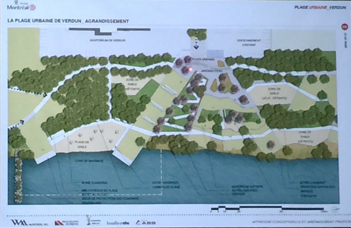 Plan d'aménagement plage de #Verdun: 2 promenades, une plaza urbaine, accès universel, bibliothèque