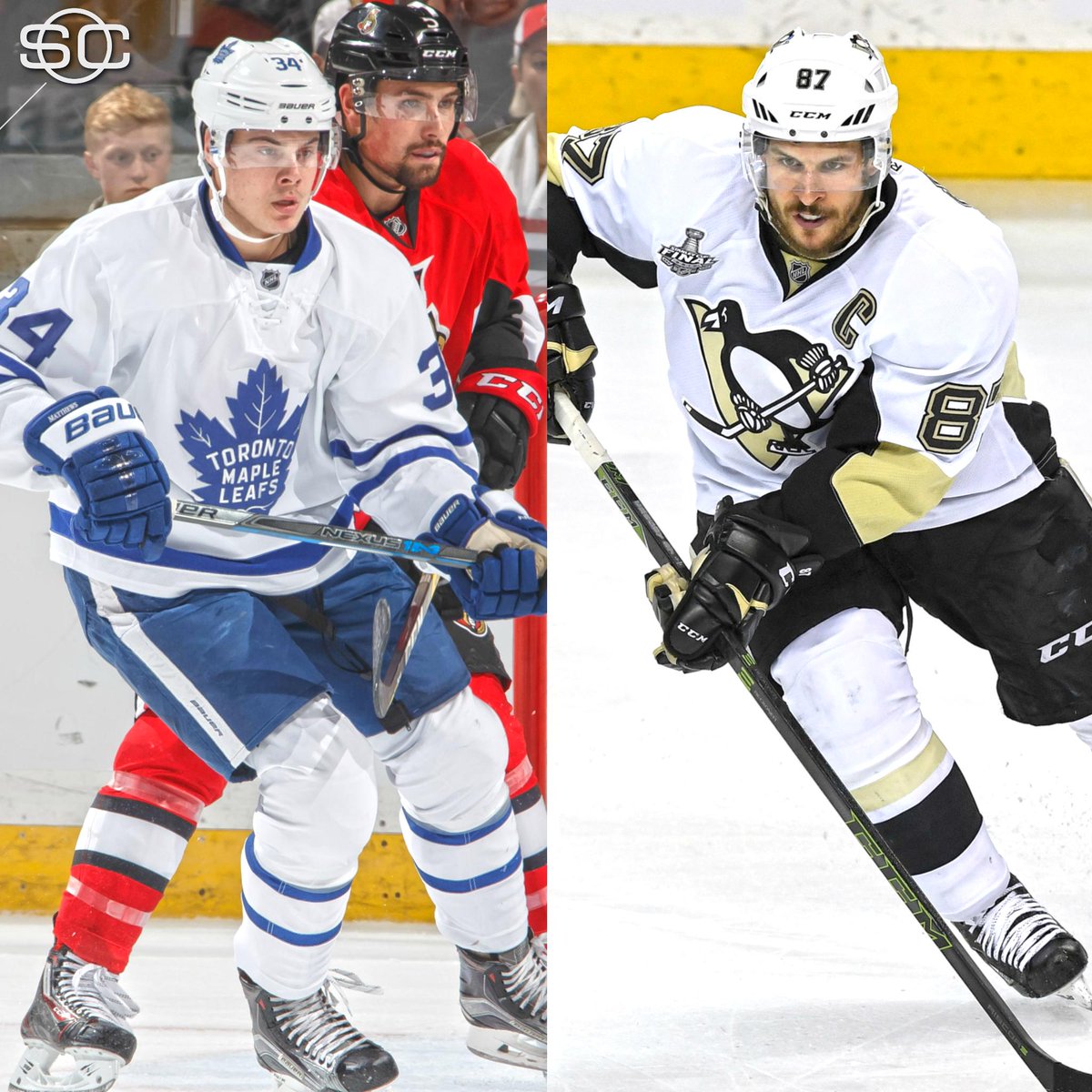 Toronto's Auston Matthews has scored 4 goals in his 1st NHL game.

Sidney Crosby has never scored 4 goals in a NHL game in his career.