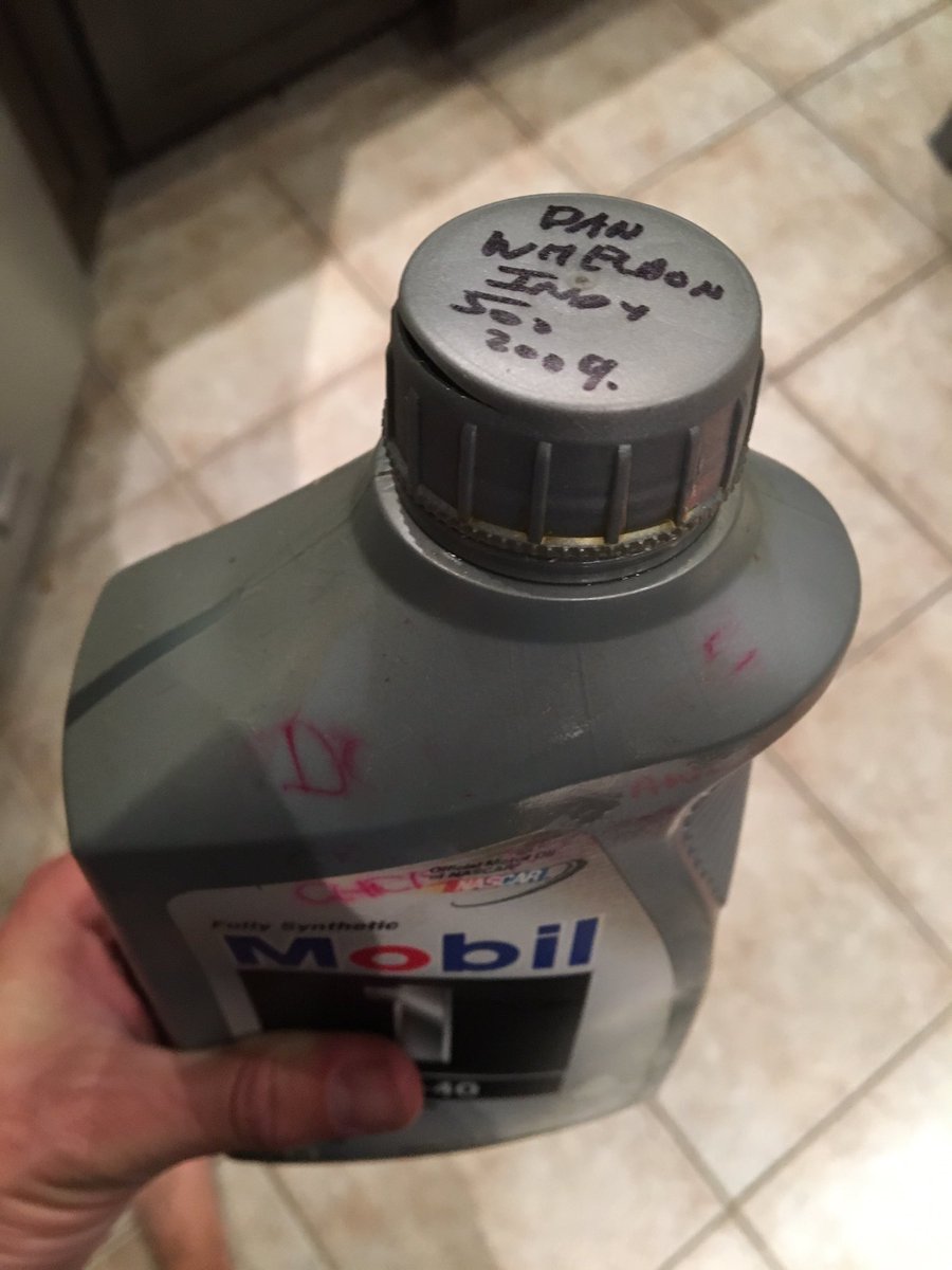 Dazincanada's tweet photo. @chrismower_ look what I just found whilst cleaning up my garage! Was sure I had thrown this oil out.  #DWForever https://t.co/TPY5sU1YSI