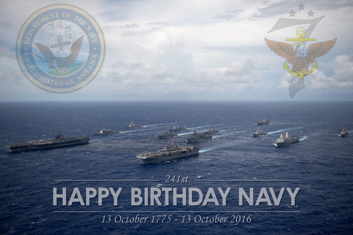 #241NavyBday is here. MT @US7thFleet: From #7thFleet family, #HappyBirthday! RT to help celebrate 241 years of proud history and heritage!