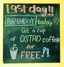 Qairun_Affandi's tweet photo. Fuh harini birthday special. So bro n sis yg birthday harini pi je kat booth #ostadcoffee kat #efest16. Jgn lupa tunjuk ic tau. 🎉🎉 https://t.co/zKdreHdEJb