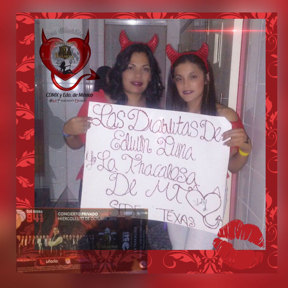 DiablitasELYLTM's tweet photo. ⭐HOY⭐ 
Las @DiablitasELYLTM #SedeTexas presentes disfrutando de @edwintrakalosa y @bandatrakalosa En el concierto privado de la @QueBuena941 https://t.co/EcarZ27ved