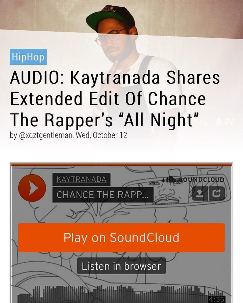 XQZT_Media's tweet photo. #XQZT #HipHop // #Kaytranada #ExtendedEdit #ChanceTheRapper #AllNight #Audio https://t.co/ZcONa3TivV https://t.co/3lX53XqBeJ