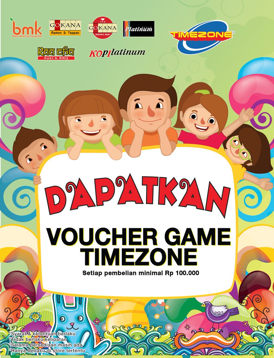 Setiap makan di Raa Cha minimal Rp 100,000 kamu bisa mendapatkan kesempatan voucher bermain di Timezone, jangan sampai kehabisan ya