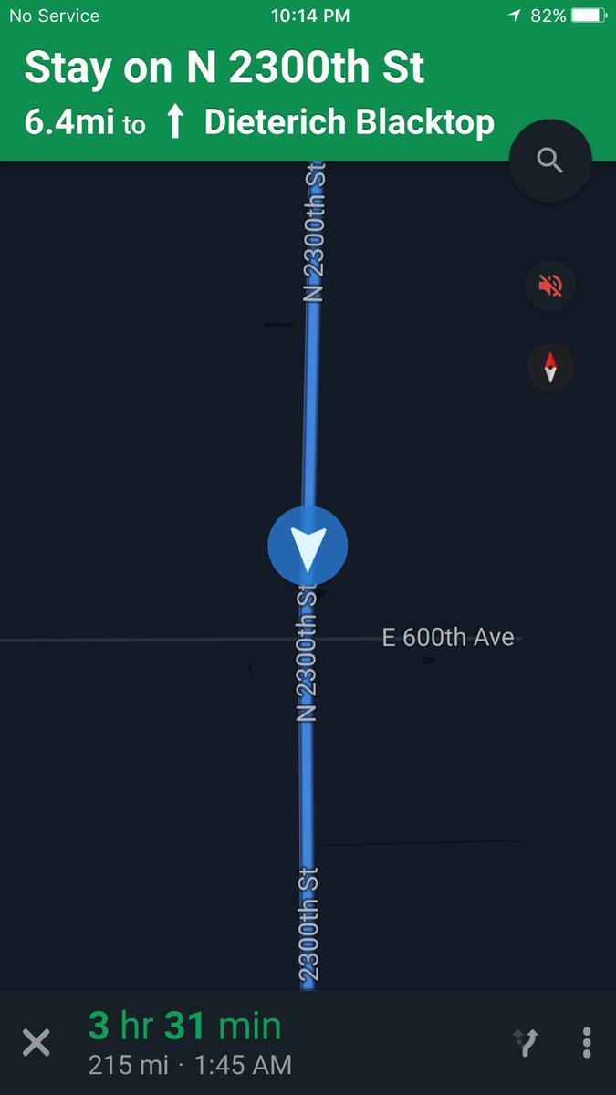 John_Resch's tweet photo. When it's almost midnight, you keep losing service &amp; GPS takes you down a gravel road in Illinois &amp; you still have 3 hrs left #GoingDiamond https://t.co/YAOr5qqZuf