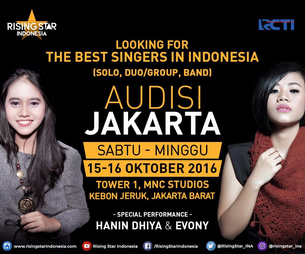 "Mau jadi the next Rising Star Indonesia ? Yuk ikutan audisinya besok dan lusa di MNC Studios" <a href="/RisingStar_INA/">Rising Star INA</a>