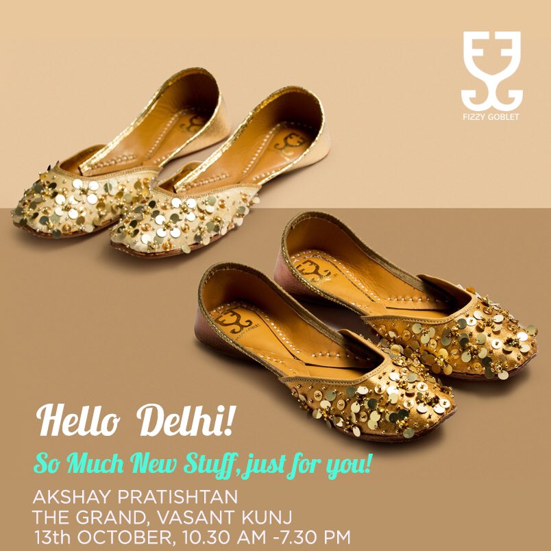 We're excited to be back in #Delhi today for #AkshayPratishtan. See you at The Grand, Vasant Kunj, 10:30am onwards. #juttis #newdesigns