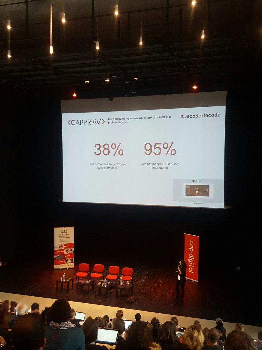 Cap_Digital's tweet image. 38% des personnes sans diplôme ont accès à internet. Avec #capprio faire du numérique un levier d&apos;insertion sociale et pro #DecodezLeCode