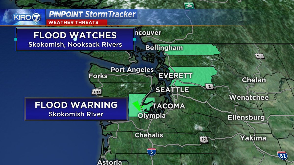 MorganKIRO7's tweet photo. Flood Warning issued for the Skokomish River in Mason County. Minor flooding expected Thursday. #wawx https://t.co/Trba3LDkjx