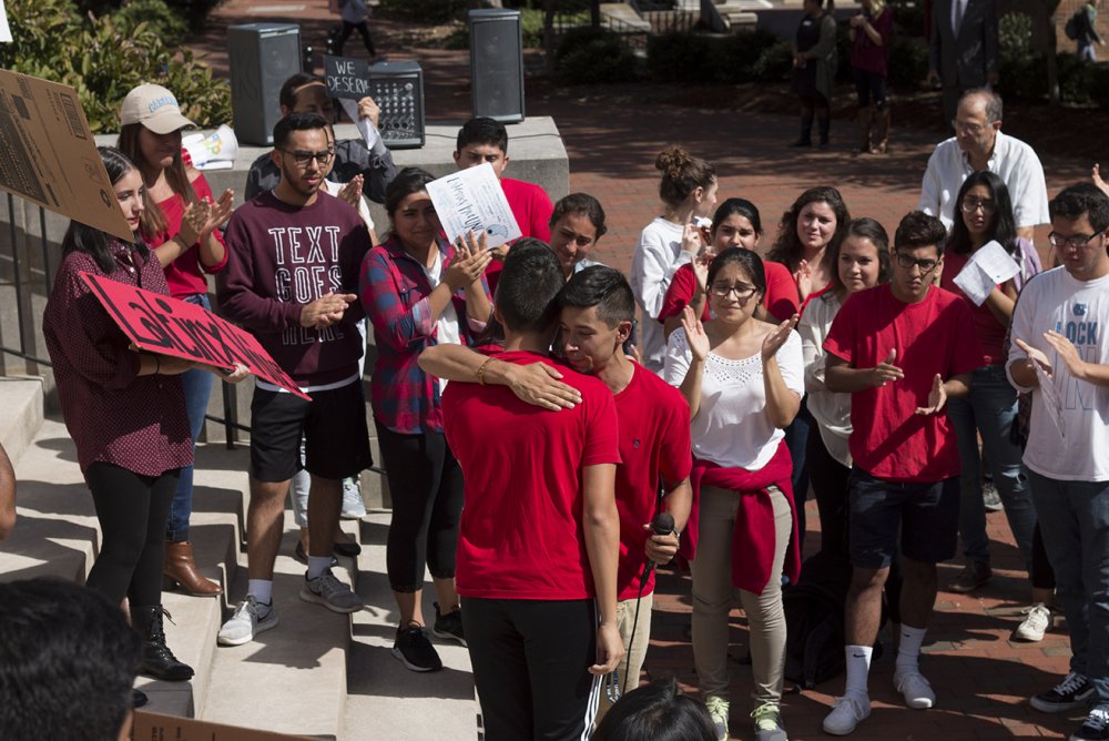 dailytarheel's tweet photo. "Estamos Aqui UNC" was attended by Chancellor Folt and Provost Jim Dean as Latinx students demanded adequate space: https://t.co/1iqvn86j2z https://t.co/PHyCgs5IMA