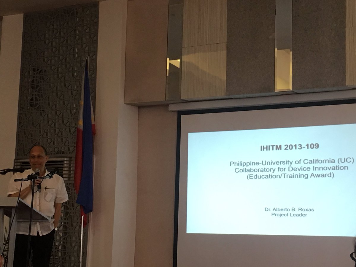 lor_faeldon's tweet photo. Dr. Alberto Roxas PI of #PCARI #IHITM 2013-109 Philippine-UC Collaboratory for Device Innovation with @UCSF Dr. Michael Harrison https://t.co/hYpVvY8aUD