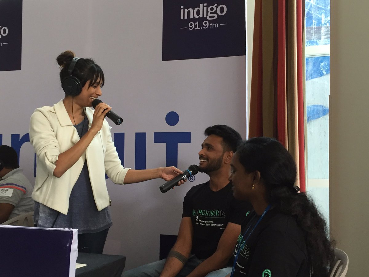 IntuitIN's tweet photo. #Geekingout on @Indigo919_fm. As #Hacktober16 picks up in the adjoining room, the participants go ON AIR with RJ Michelle. #IntuitOnIndigo https://t.co/0SE5K0Hat0