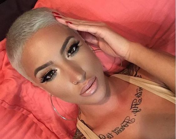 Shaved head  Amber Rose is beautiful with short haircut  Afroculturenet