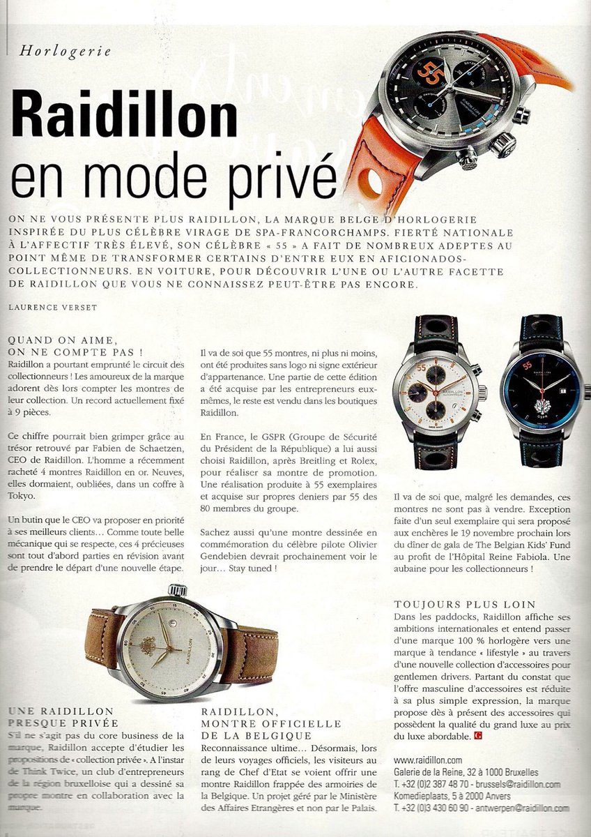 RaidillonWatch's tweet image. Thank you #Gentleman #Belgique for this great article !
"For men who love life" Special #GentlemanDriver - Available in French and Dutch