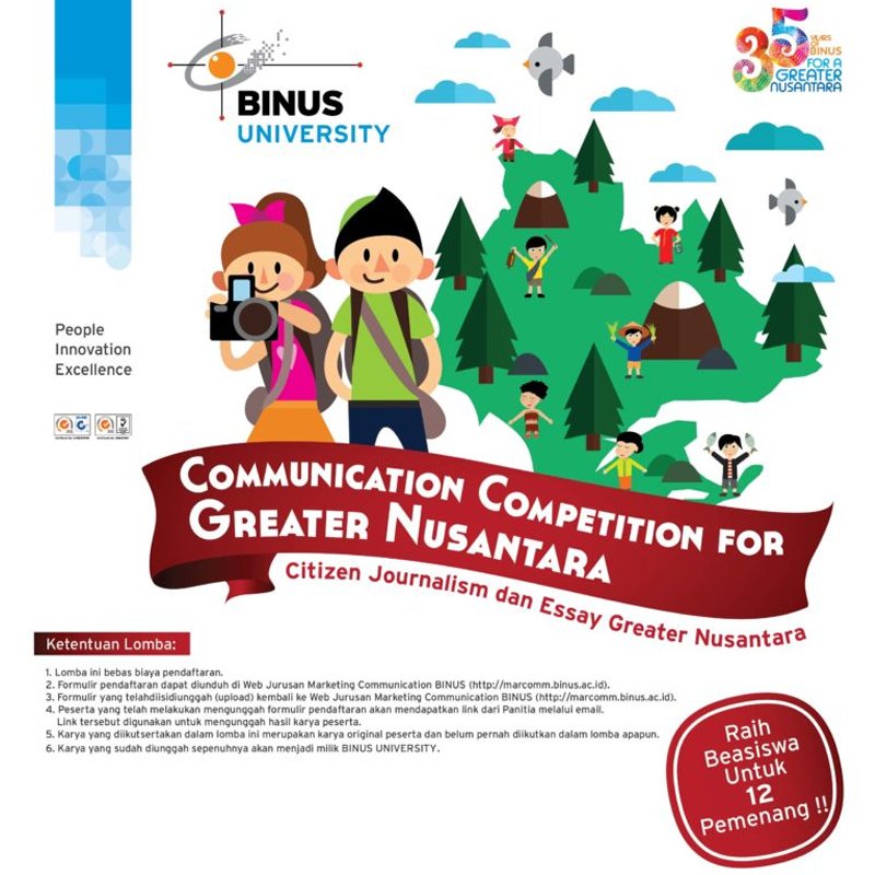 BINUS_UNIV's tweet photo. 12 Pemenang akan mendapatkan BEASISWA dari BINUS UNIVERSITY!
Info lengkap cek di https://t.co/m464139qxP #BINUSEvent #GreaterNusantara https://t.co/rtn7OBiXVs