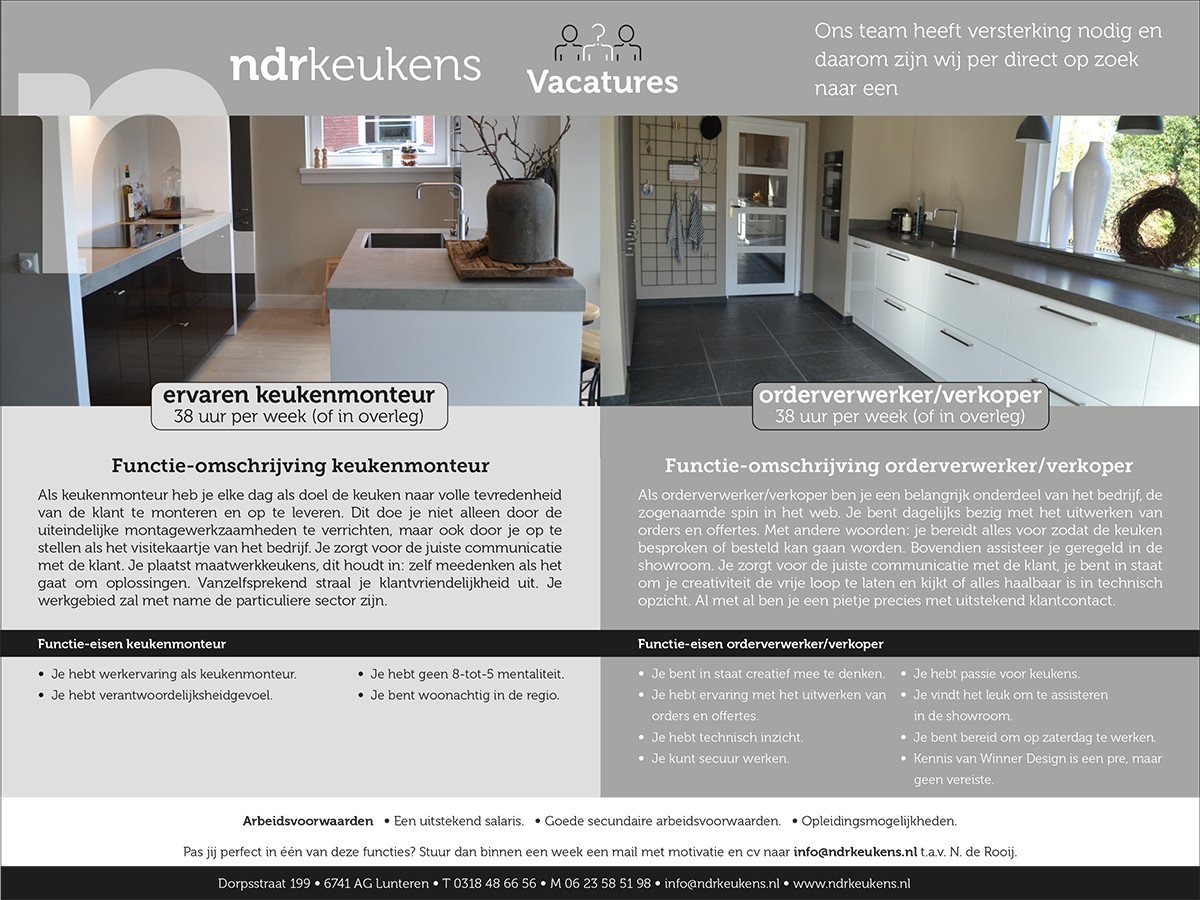 Wie komt ons helpen mooie #keukens te monteren en leveren bij klanten?
#vacature