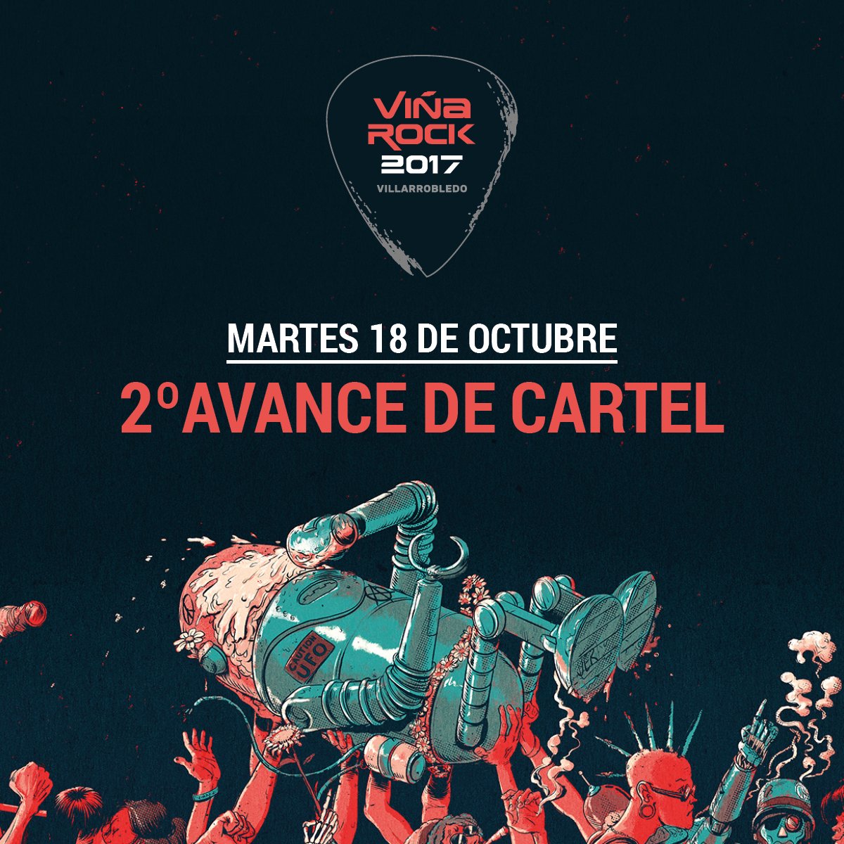 En tan sólo 5 días llega el 2º avance de cartel de #ViñaRock2017. El próximo martes 18 de octubre nuevos artistas! vina-rock.com/entradas