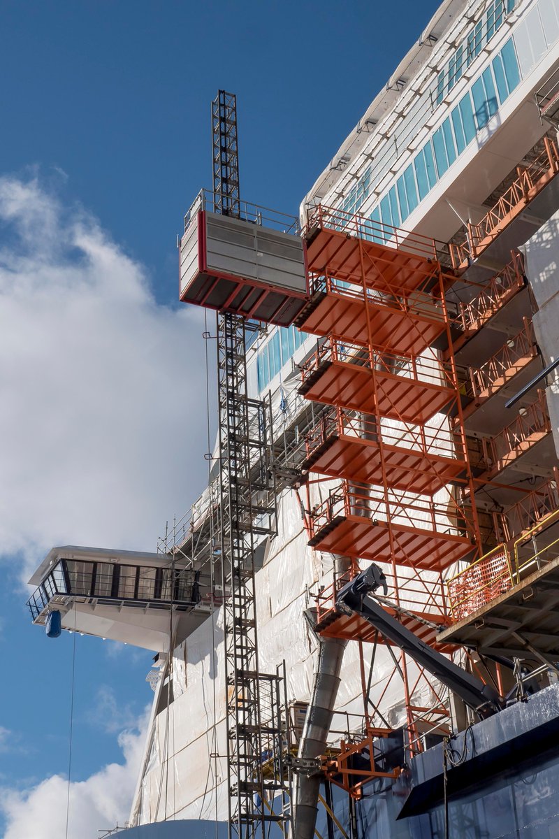 ScanclimberOy's tweet photo. #Scanclimber #wega #schoist at #meyerturku #shipyard for #meinschiff5 #construction project #Finland #Cramo. https://t.co/2w5D8yd5Pf https://t.co/o3KwbczhMU
