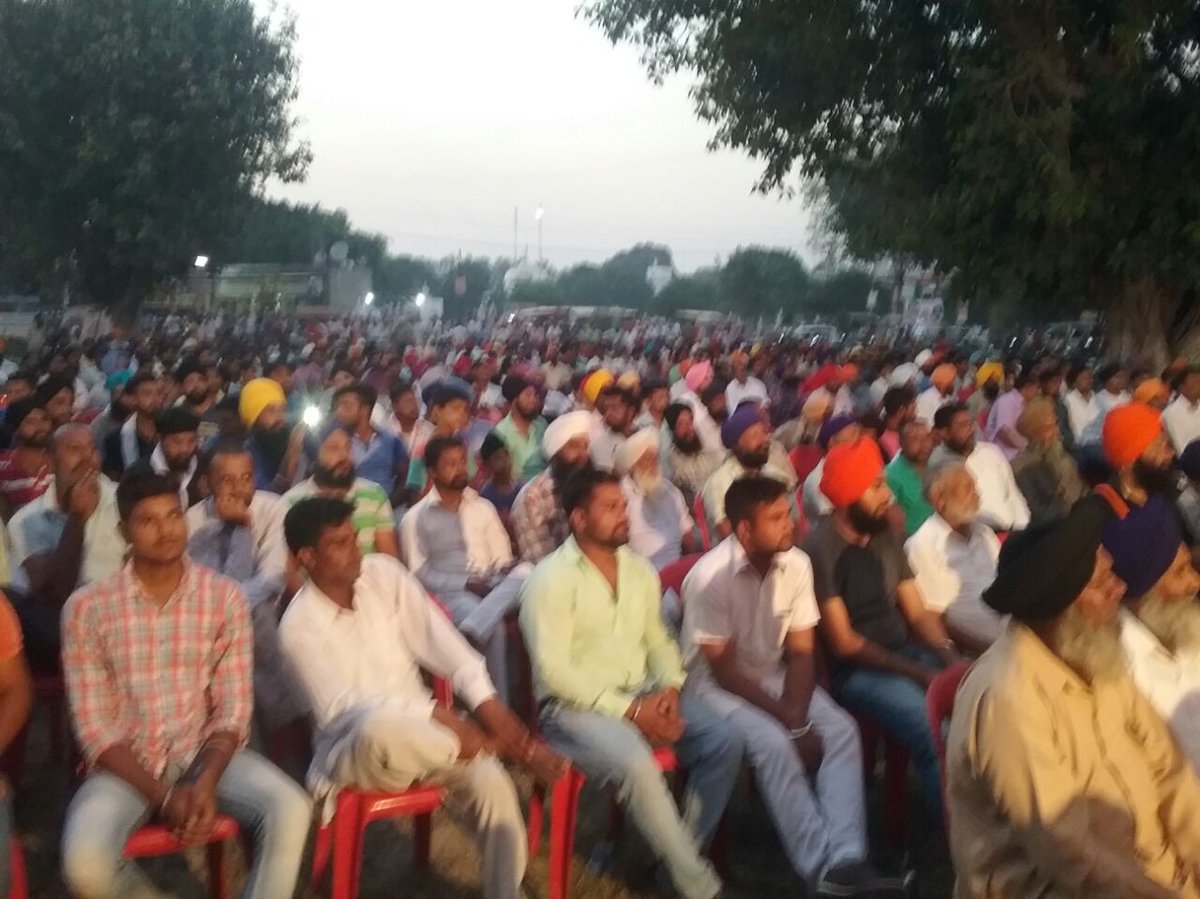 GShampura's tweet photo. Todays relly at ghumaan in prznc of sh. Gurvinder singh shampura, sh. Gurpreet singh ghuggi cnvnr aap..aap zindabaad https://t.co/lshBEKqzxH