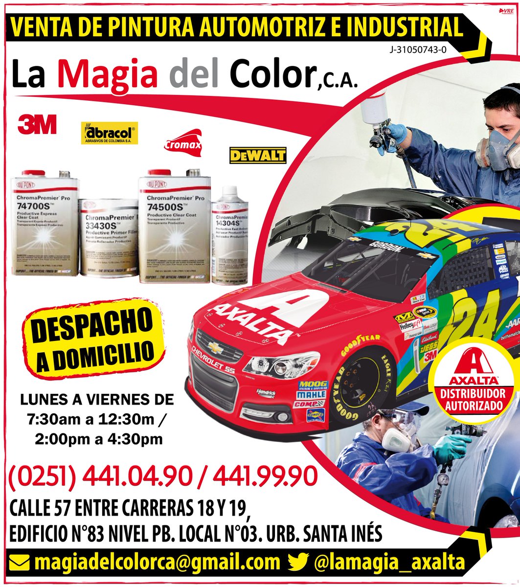 oydlara's tweet photo. En @LaMagia_Axalta Consigues todo en pinturas automotriz. Con despacho a domicilio, Calle 57 entre carr 18 y 17 Teléfonos: 0251.441.04.09 https://t.co/ulwWbYX2Wq