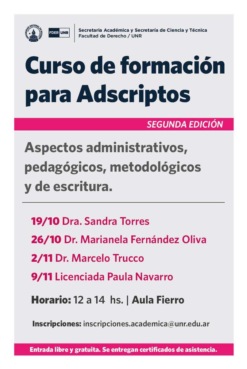 DerechoUNR's tweet photo. #Inscripción abierta para la 2da Edición del Curso de #Formación de #Adscriptos. https://t.co/BqnTyTg9Ax