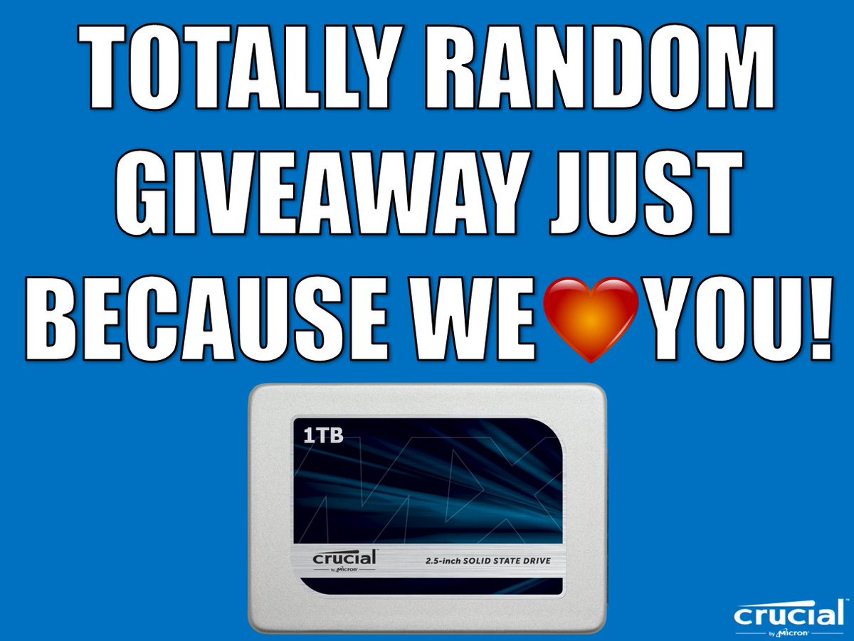 CrucialMemory's tweet image. RETWEET to enter to #win a 1TB Crucial MX300 SSD! (Deadline Nov. 11, US, CA, UK, EU only)