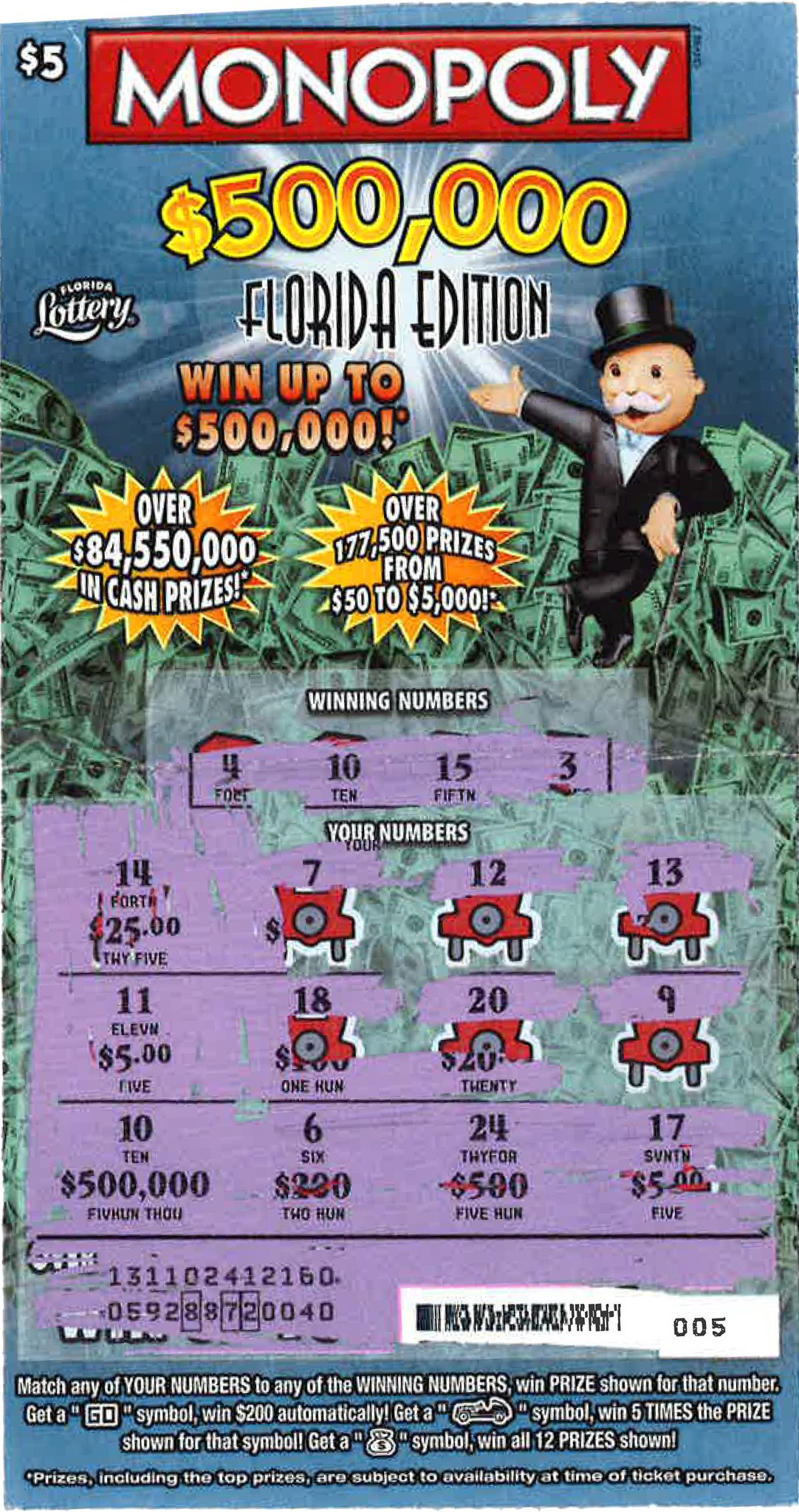 Play scratch off lottery ticket