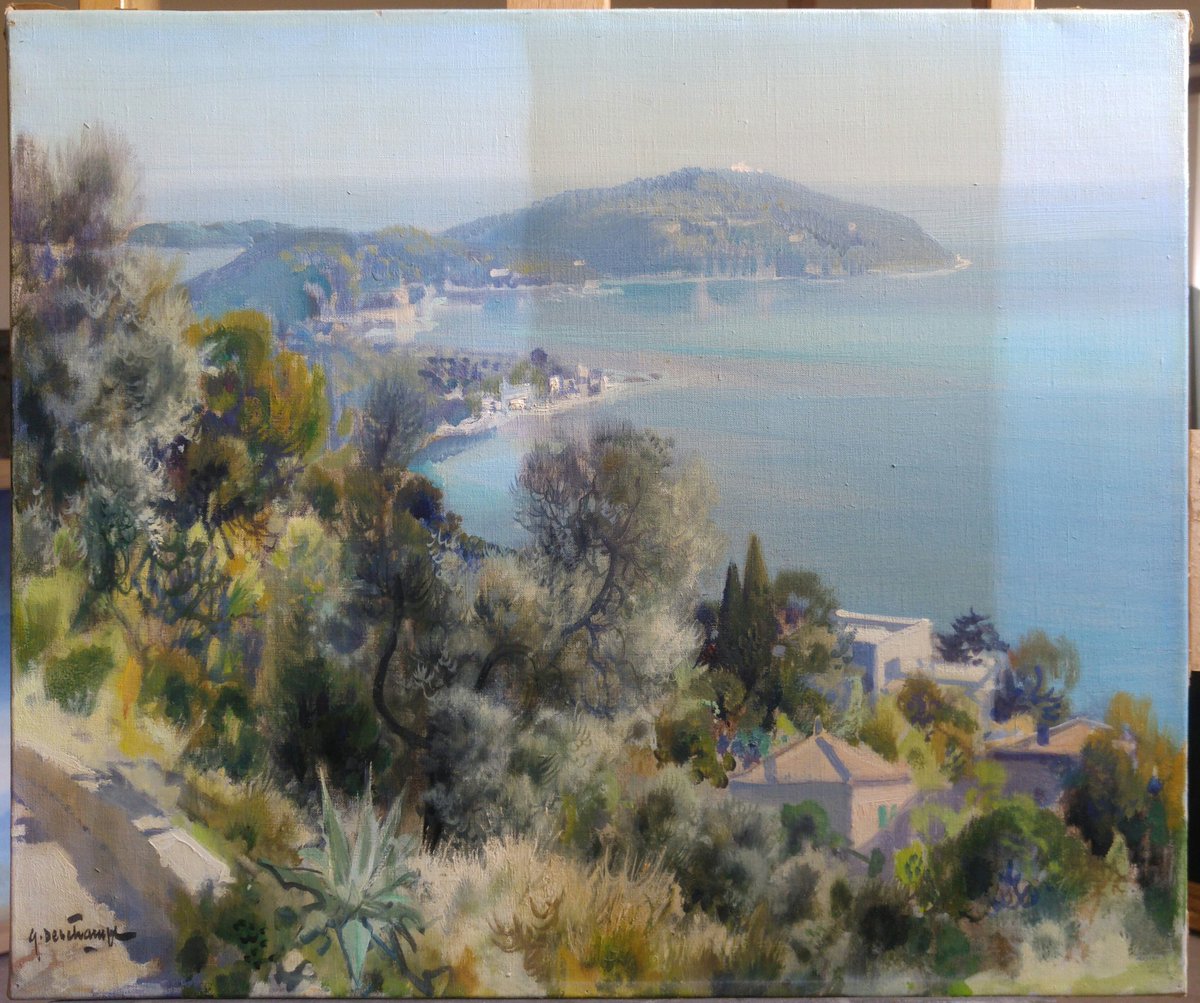 DE_conservation's tweet photo. Dusk turns to bright sunshine in this Mediterranean scene during a varnish removal. https://t.co/s76eIcXQ05
