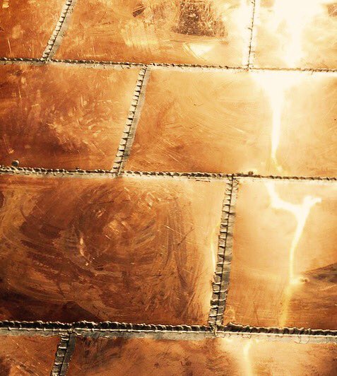 rooferjohnny's tweet photo. Stitch-soldered these #flatseam #copper panels with my favorite #Express #soldering iron. @rooferjohnny #Hopewell #NJ https://t.co/zo7ctB0QlW