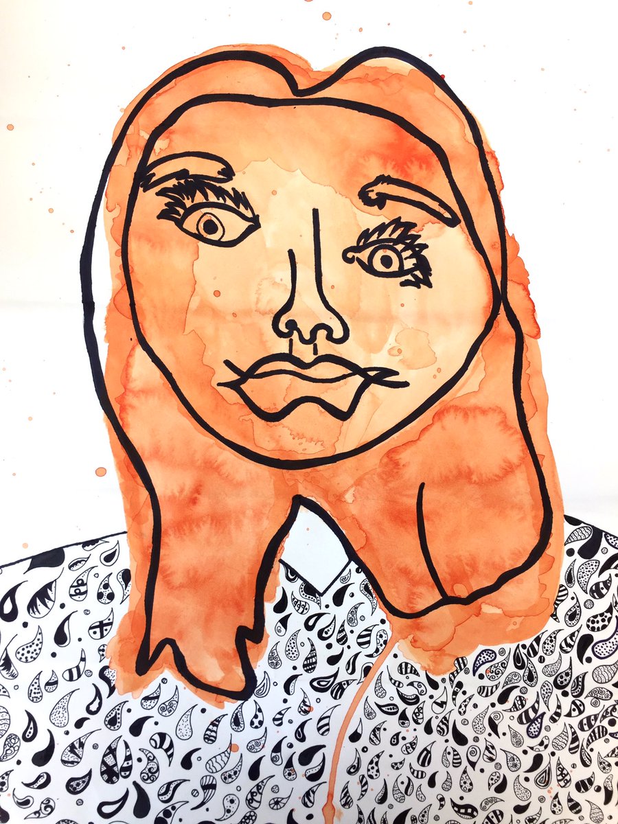 kjackemerson's tweet photo. Blind contour self portraits ❣️ @rvis_bh #drawing #Sharpie https://t.co/AThwN85AWS