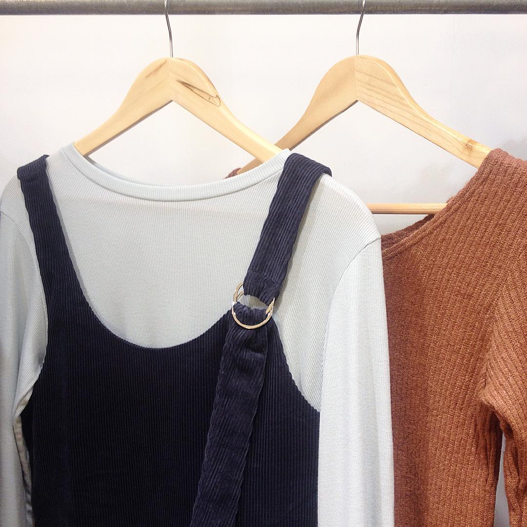 WanderingM's tweet photo. Winter is here, but we have you covered with layer pieces in warm tones by #SideParty! #Knit #pinafore #corduroy https://t.co/cKBbC6FVWG
