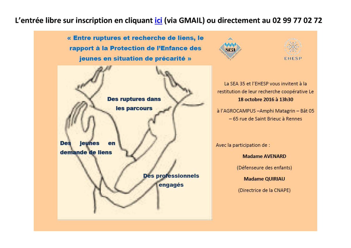 Invitation à restitution d'une recherche dans le cadre de la protection de la jeunesse sur le thème de la précarité des jeunes en ruptures