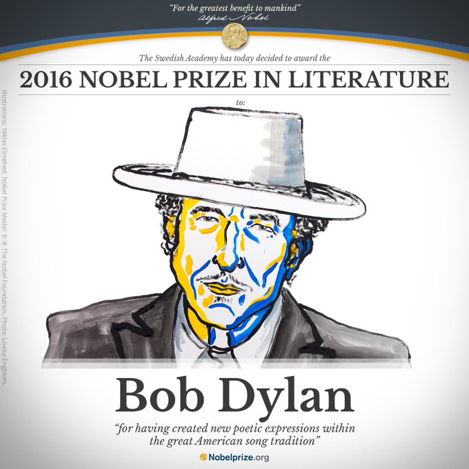 Del Castillo Literario: Bob Dylan, premio Nobel de Literatura 2016