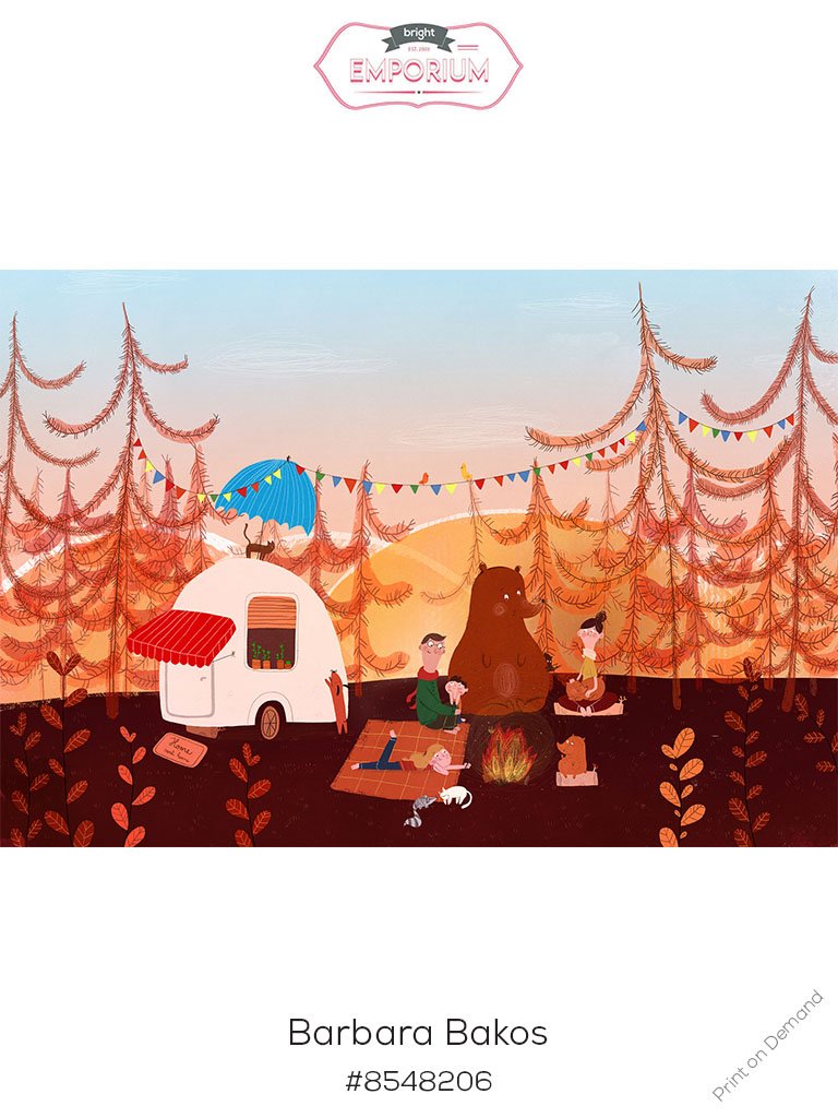 BrightEmporium's tweet photo. Lovely #Autumnal colours in this #illustration by @barbrabakos See more on our website. #Love the #book buy the #print https://t.co/ubdXmX5r92