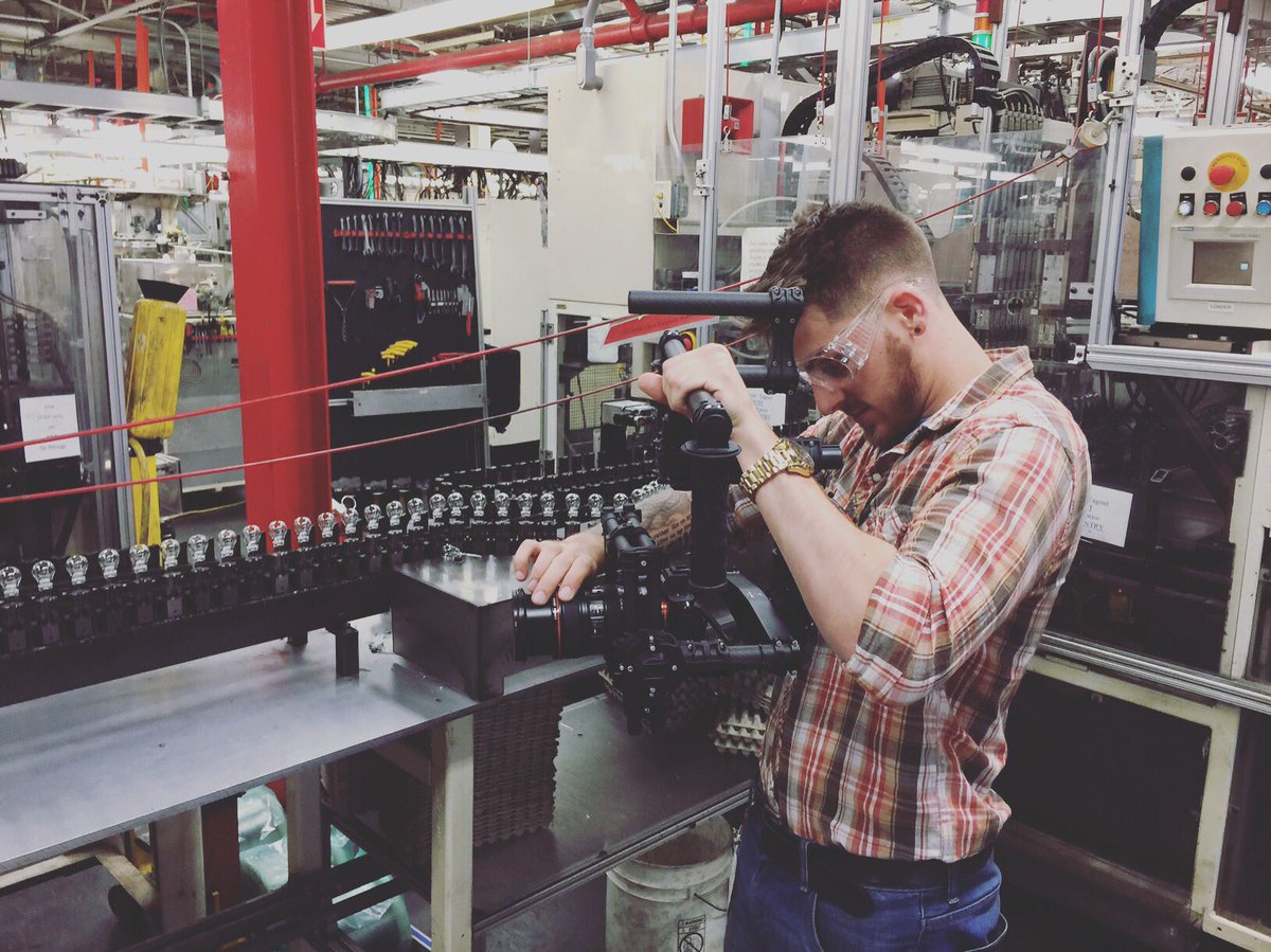 Mike the b-roll technician on the scene at client OSRAM's SYLVANIA Automotive plant in Hillsboro, NH. <a href="/freeflysystems/">Freefly</a> #videoproduction #bts