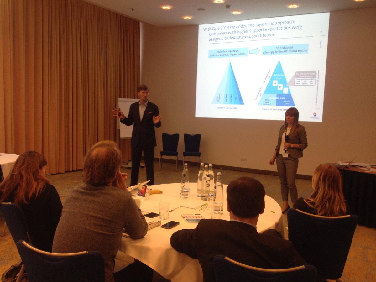 AllanLloyds's tweet photo. "Combining #customerexperience and #operationalexcellence" excellent speech by Dr. Thomas M. Walke & Dr. Sarah Seyr from #swisscom. #AL_CEM https://t.co/3TwdX4hkB1