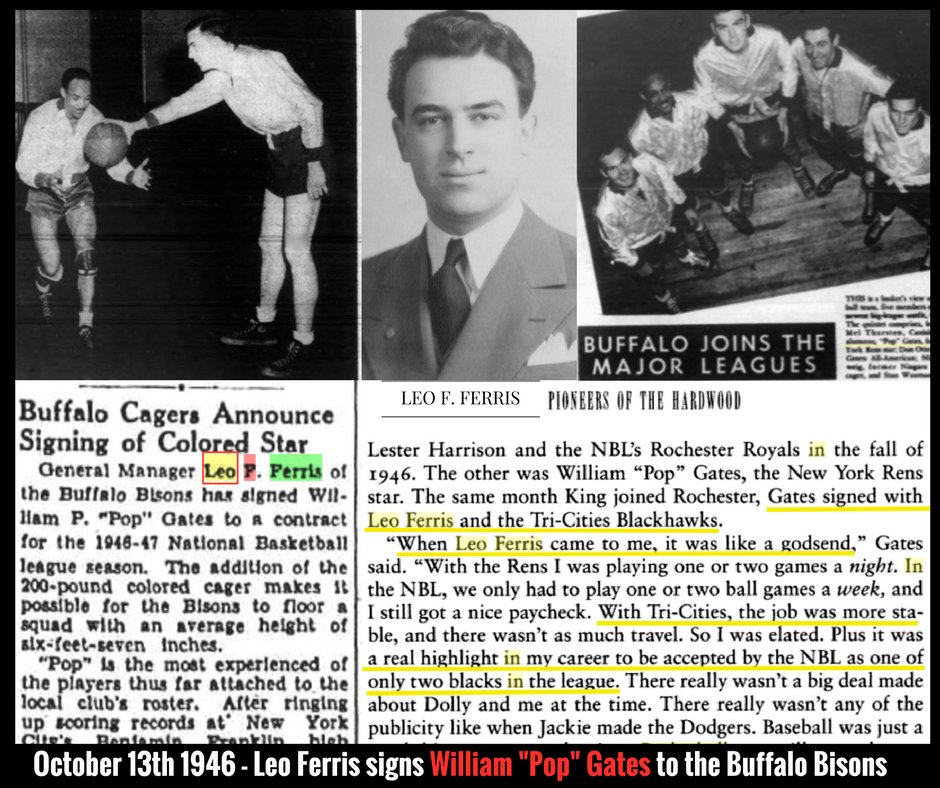 ChristianFigs's tweet photo. 70 years ago today, Leo Ferris helped usher in an era of racial integration signing William #PopGates to NBL @ProHoopsHistory #Ferris4HOF https://t.co/WCWJbgwQ9t