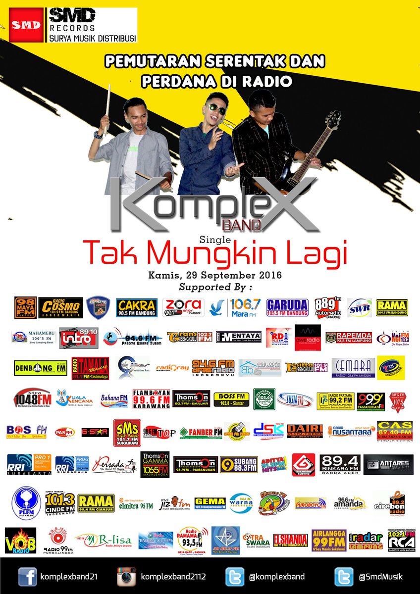 #RcaMuter
@komplexband2112 #TakMungkinLagi <a href="/SMDRecords/">SMD Records</a> 

#BursaNada w/<a href="/galiehtaka/">@GaliehNarantaka</a>