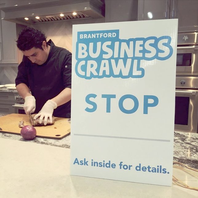saltpepperbtfd's tweet photo. Stop in today for a passport punch for the #btfdbizcrawl and try some delicious samples from Chef Andres in our open kitchen! #shopbrantford https://t.co/f4sm6DqKPt