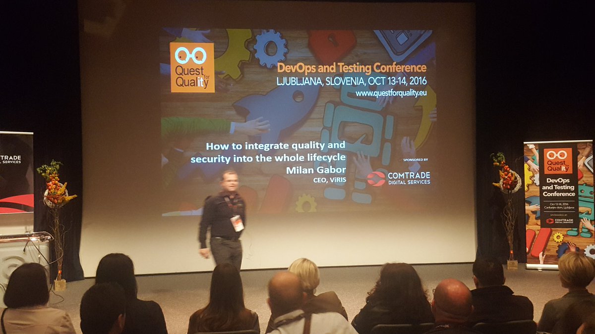 miha_u's tweet photo. Milan Gabor about integrating Quality and Security #questforquality #devops #testing #comtrade https://t.co/6jX4nxVeLX