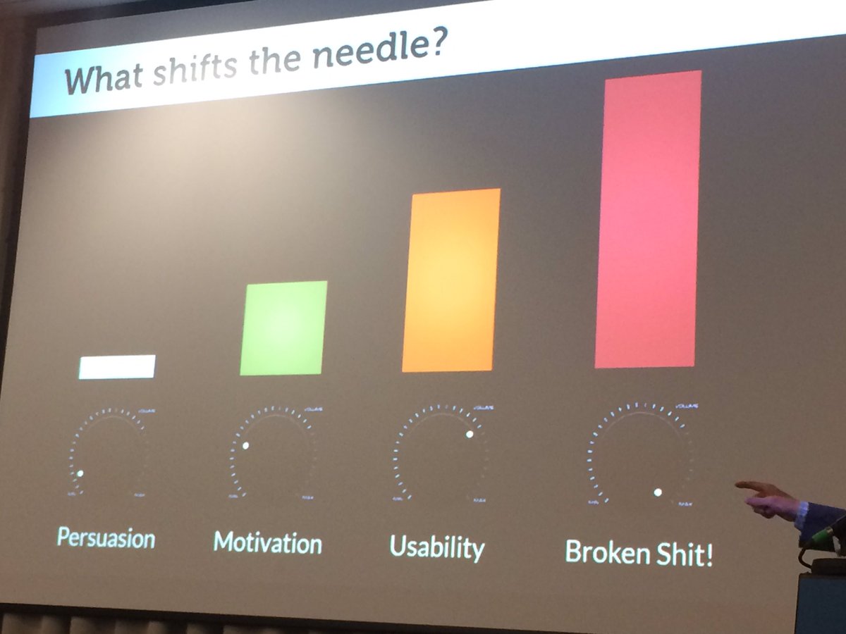 els_aerts's tweet photo. "What shifts the needle? Broken shit!" @OptimiseOrDie on a roll at #convconf https://t.co/H4YbTOXqTu