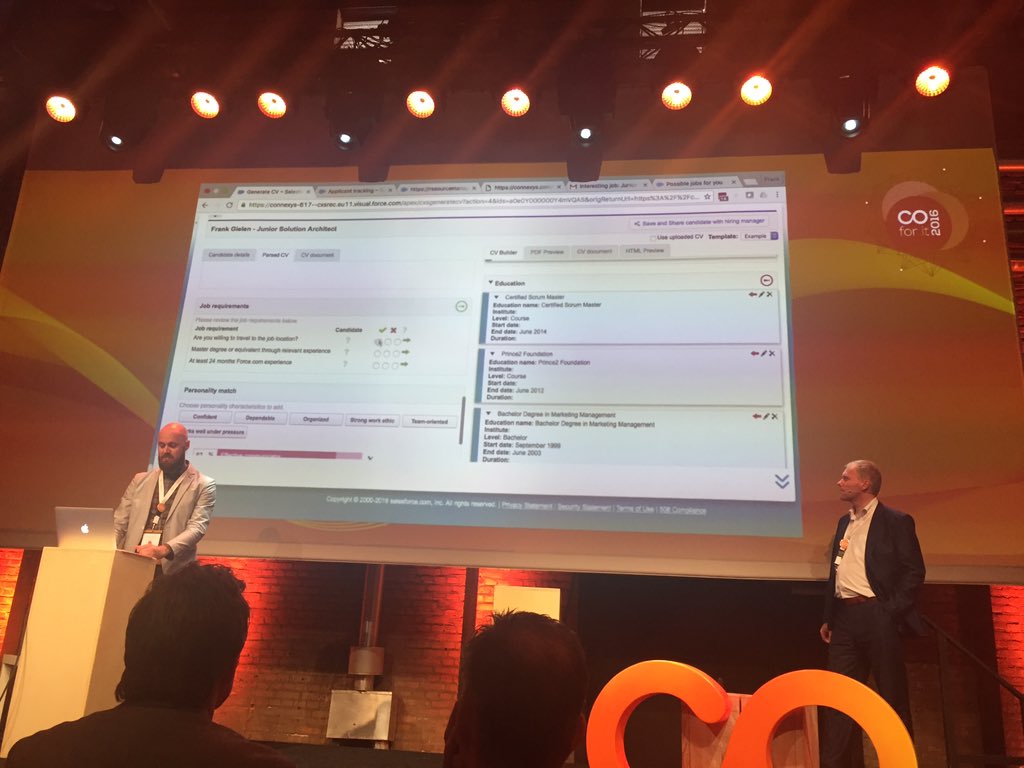 kimpieschel's tweet image. Great to see the @Connexys #salesforce tool with cool options (e.g. #textkernel :D). Looks great! #coforit16