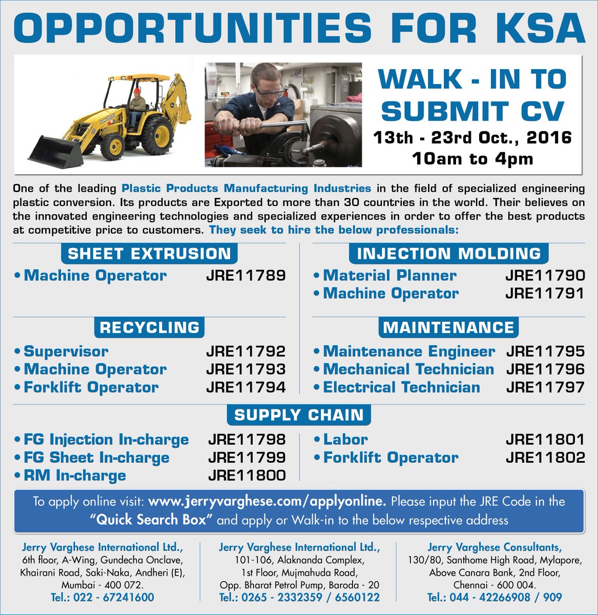 Jerry Varghese On Twitter Job Opportunities For Ksa Read Ad Image Details For Vacancy Info Apply Visit Https T Co Aqaf0aog04